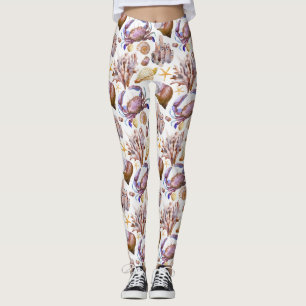 Waterverf Zee Life Patroon 4 Leggings