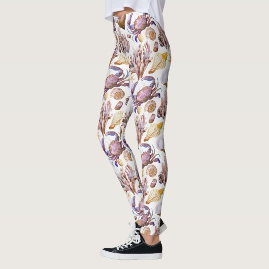 Waterverf Zee Life Patroon 4 Leggings (Links)
