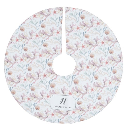 Waterverf Zee Life Patroon Monogram Kerstboom Rok (Voorkant)