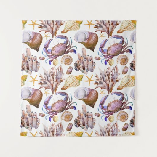 Waterverf Zee Life Patroon Wandkleed (Voorkant (horizontaal))