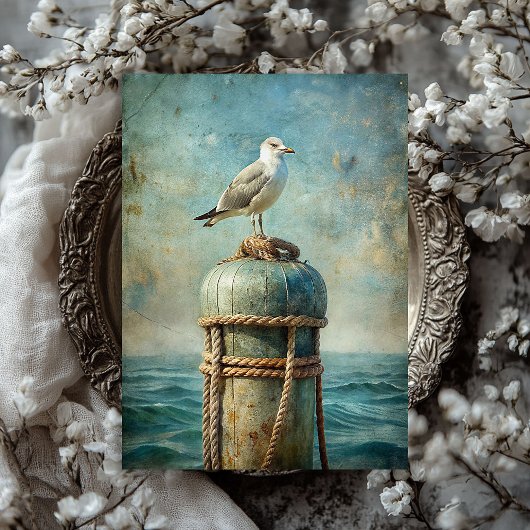 Waterverf  zee maritieme Glarus meeuw Tissuepapier