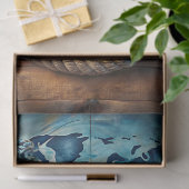 Waterverf  zee nautisch touw oude kaarten tissuepapier (Geschenk)