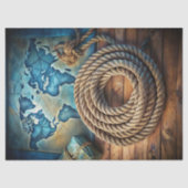 Waterverf  zee nautisch touw oude kaarten tissuepapier (Voorkant)