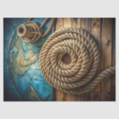 Waterverf  zee nautisch touw oude kaarten tissuepapier (Voorkant)