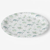 Waterverf Zee oceaan nautische zeesterschelpen Papieren Bordje (Gekanteld)