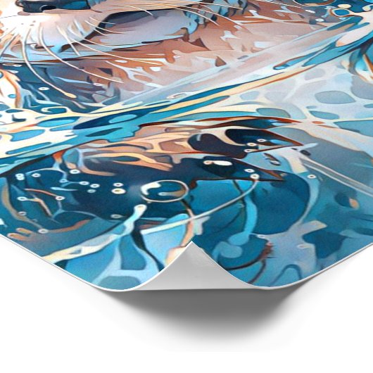Waterverf Zee Otter Art Poster (Hoek)