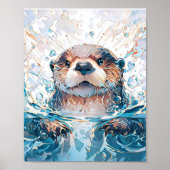 Waterverf Zee Otter Art Poster (Voorkant)