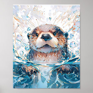 Waterverf Zee Otter Art Poster