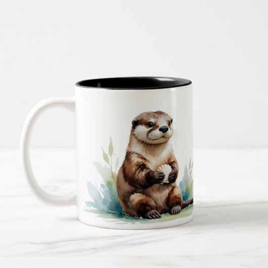 Waterverf Zee Otter Coffee Mok (Links)