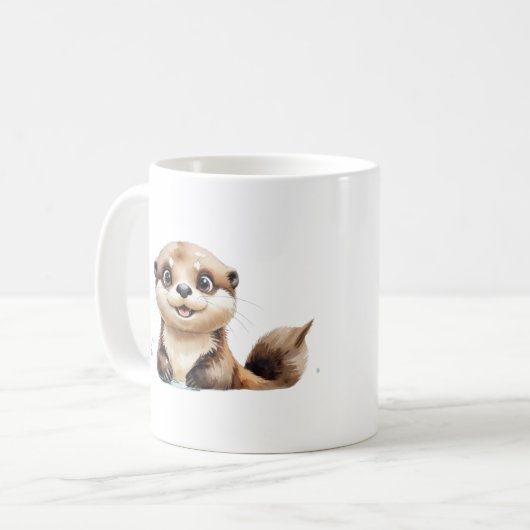 Waterverf Zee Otter Mok - Ocean Lover Gift (Voorkant links)