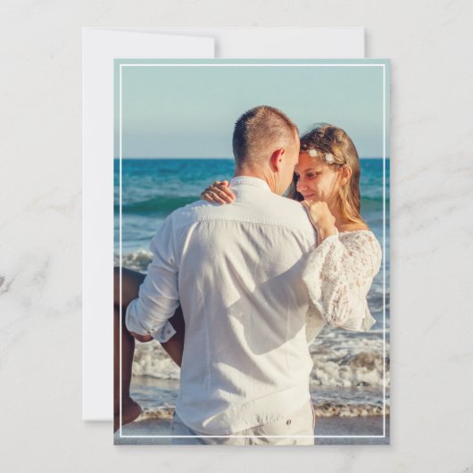 Waterverf Zee palmboom foto Save The Date (Achterkant)