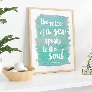 Waterverf Zee Quote   Art Print