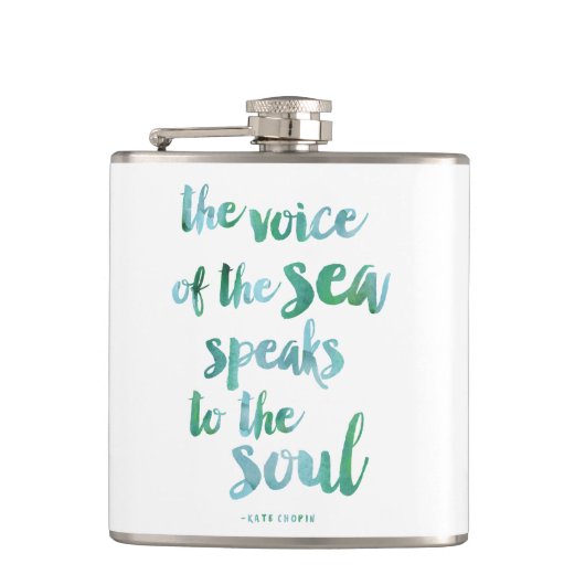 Waterverf Zee Quote Flask Heupfles (Voorkant)