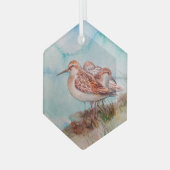 Waterverf Zee Sandpiper Shore Bird Ocean Glas Ornament (Voorkant links)