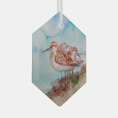 Waterverf Zee Sandpiper Shore Bird Ocean Glas Ornament (Voorkant Rechts)