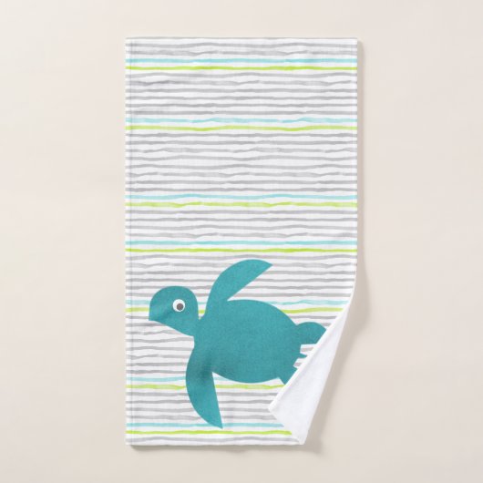 Waterverf Zee Scheepsboomschildpad en -strepen Bad Handdoek (Handdoek)