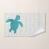 Waterverf Zee Scheepsboomschildpad en -strepen Bad Handdoek (Handdoek)