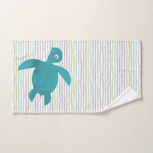 Waterverf Zee Scheepsboomschildpad en -strepen Bad Handdoek (Handdoek)