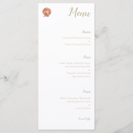 Waterverf Zee Schelp Bruiloftsmenu Menu (Voorkant)