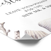 Waterverf Zee Schelp Strand Bruiloft Gastboek Bord Poster (Hoek)