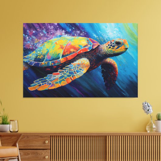 Waterverf Zee schilderdoek Canvas Afdruk (Insitu (Woonkamer))