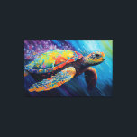 Waterverf Zee schilderdoek Canvas Afdruk<br><div class="desc">Mooie waterverf zee schildpad zwemt door de oceaan</div>