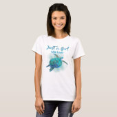 Waterverf Zee schildpad alleen maar een meisje dat T-shirt (Voorkant volledig)