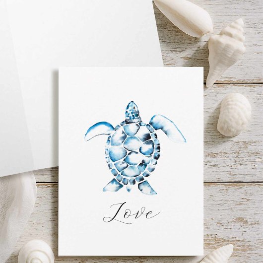 Waterverf Zee schildpad briefkaarten met enveloppe