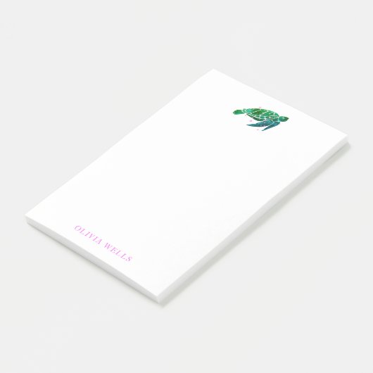Waterverf Zee schildpad dank u Post-it® Notes (Schuin)