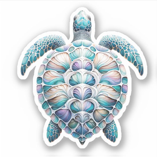Waterverf Zee Schildpad Decals Sticker (Voorkant)
