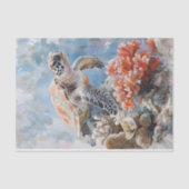 Waterverf Zee Schildpad en koraal Decoupage Tissuepapier (Voorkant)