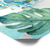 Waterverf Zee Schildpad en Monstera Leaves Poster (Hoek)