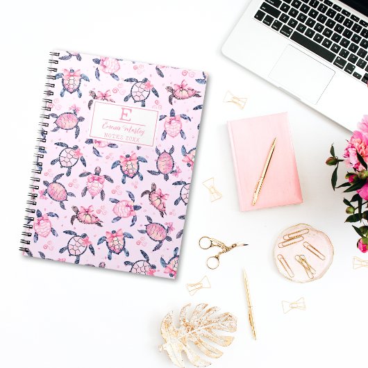 Waterverf Zee Schildpad Gepersonaliseerde Schattig Notitieboek