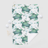 waterverf zee schildpad groen blauw patroondier golfhanddoek (Insitu)