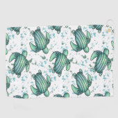 waterverf zee schildpad groen blauw patroondier golfhanddoek (Horizontaal)
