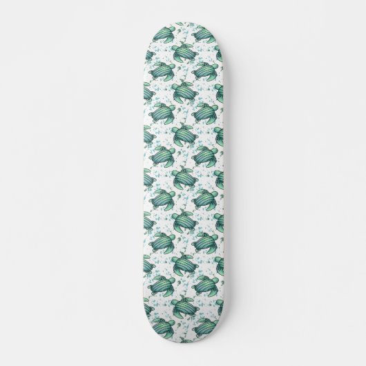 waterverf zee schildpad groen blauw patroondier persoonlijk skateboard (Voorkant)
