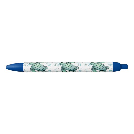 waterverf zee schildpad groen blauw patroondier zwarte inkt pen (Voorkant)