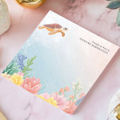 Waterverf Zee schildpad koraal gepersonaliseerd Notitieblok