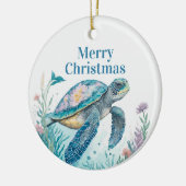 Waterverf Zee Schildpad Kustkerstversiering Keramisch Ornament (Links)