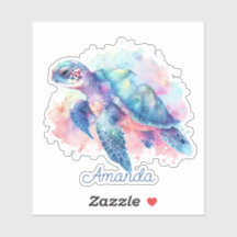 Waterverf Zee schildpad monogrammen