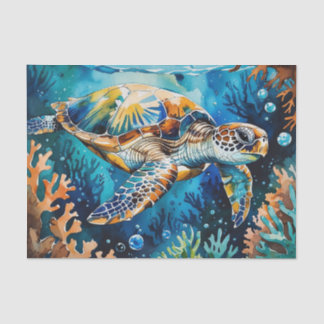 Waterverf Zee Schildpad Ocean Decor Decoupage Tissuepapier