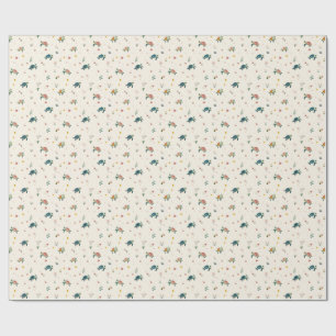 Waterverf Zee Schildpad Patroon Mooie Kust Bloemen Cadeaupapier