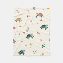 Waterverf Zee Schildpad Patroon Mooie Kust Bloemen