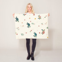 Waterverf Zee Schildpad Patroon Mooie Kust Bloemen