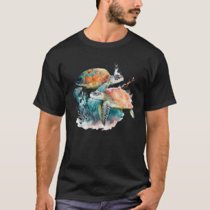 Waterverf Zee schildpad red de schildpadden oceaan T-shirt