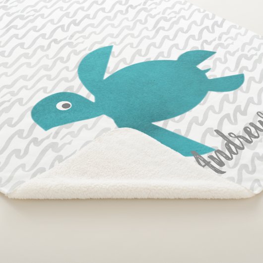Waterverf Zee schildpad Sherpa Deken (3/4)