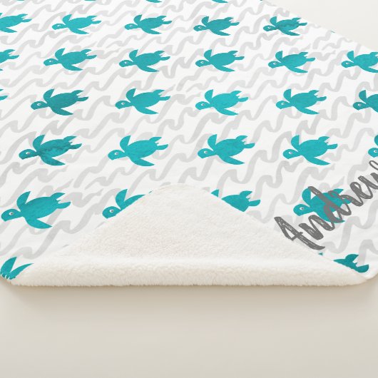 Waterverf Zee schildpad Sherpa Deken (3/4)