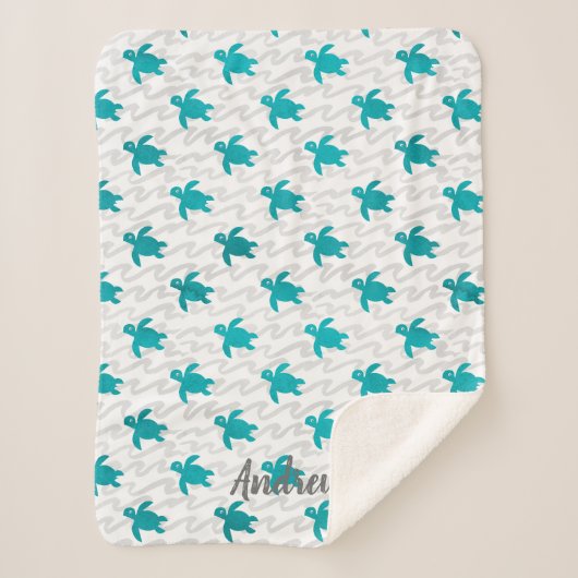 Waterverf Zee schildpad Sherpa Deken (Voorkant)