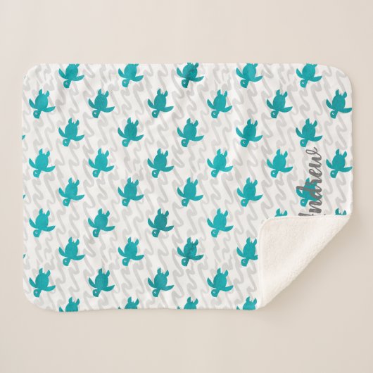 Waterverf Zee schildpad Sherpa Deken (Voorkant (horizontaal))