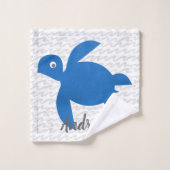 Waterverf Zee schildpad Shibori Stripe Coordinaat Bad Handdoek (Wasdoekje)